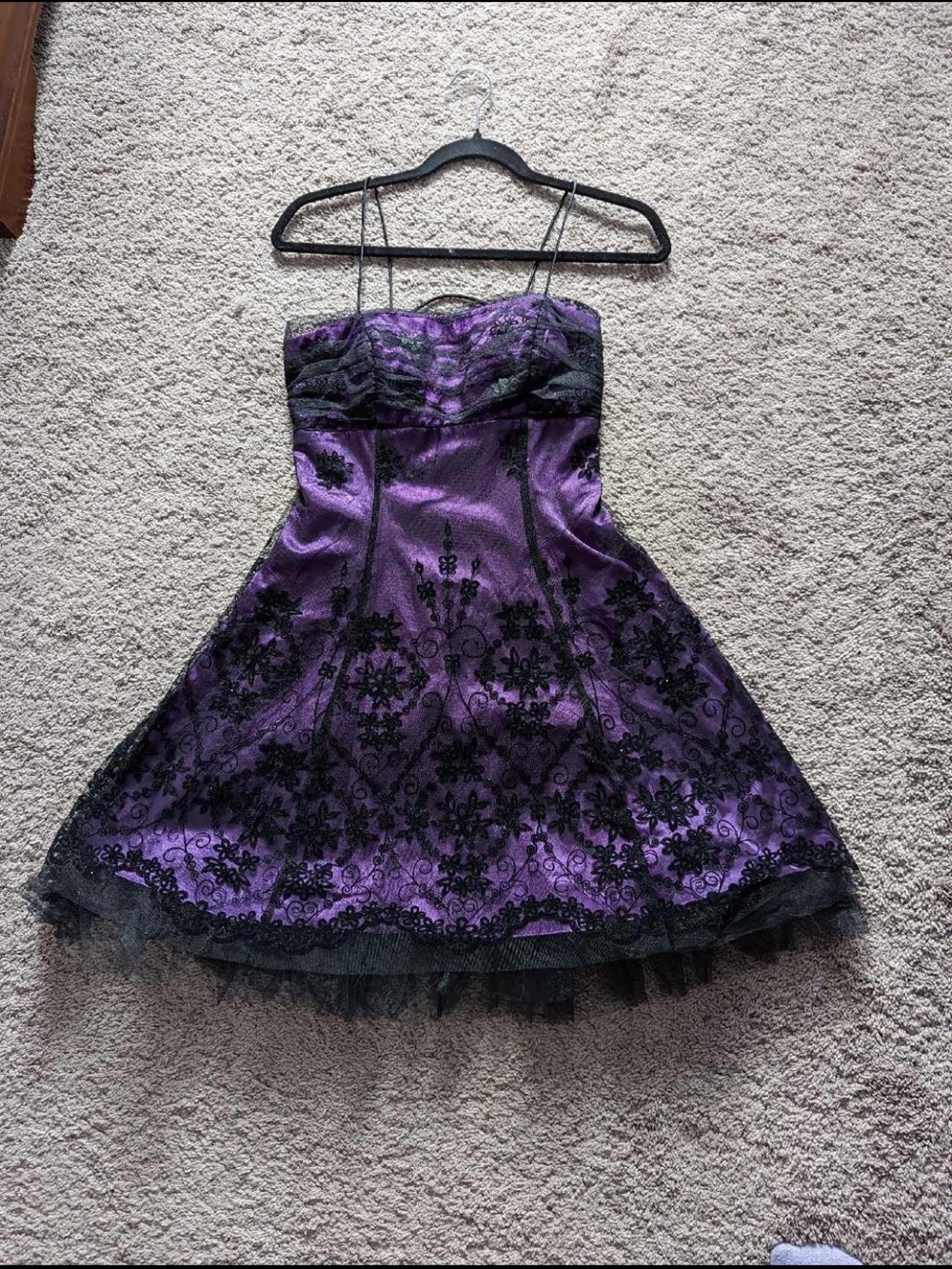 Y2K Whimsy Goth Prom Grad Dress Purple/Black